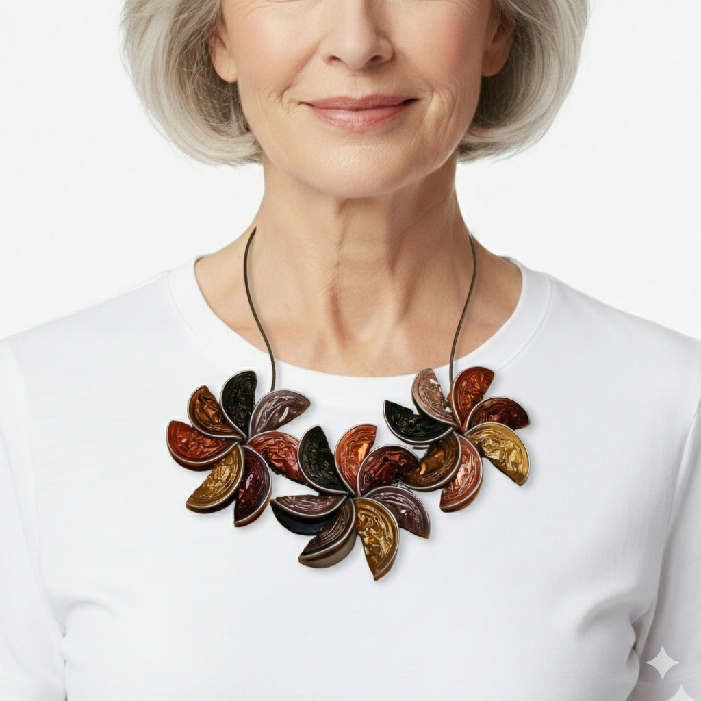 3 Flores Caps halsketting – Handgemaakt Kunstwerk van Zóia