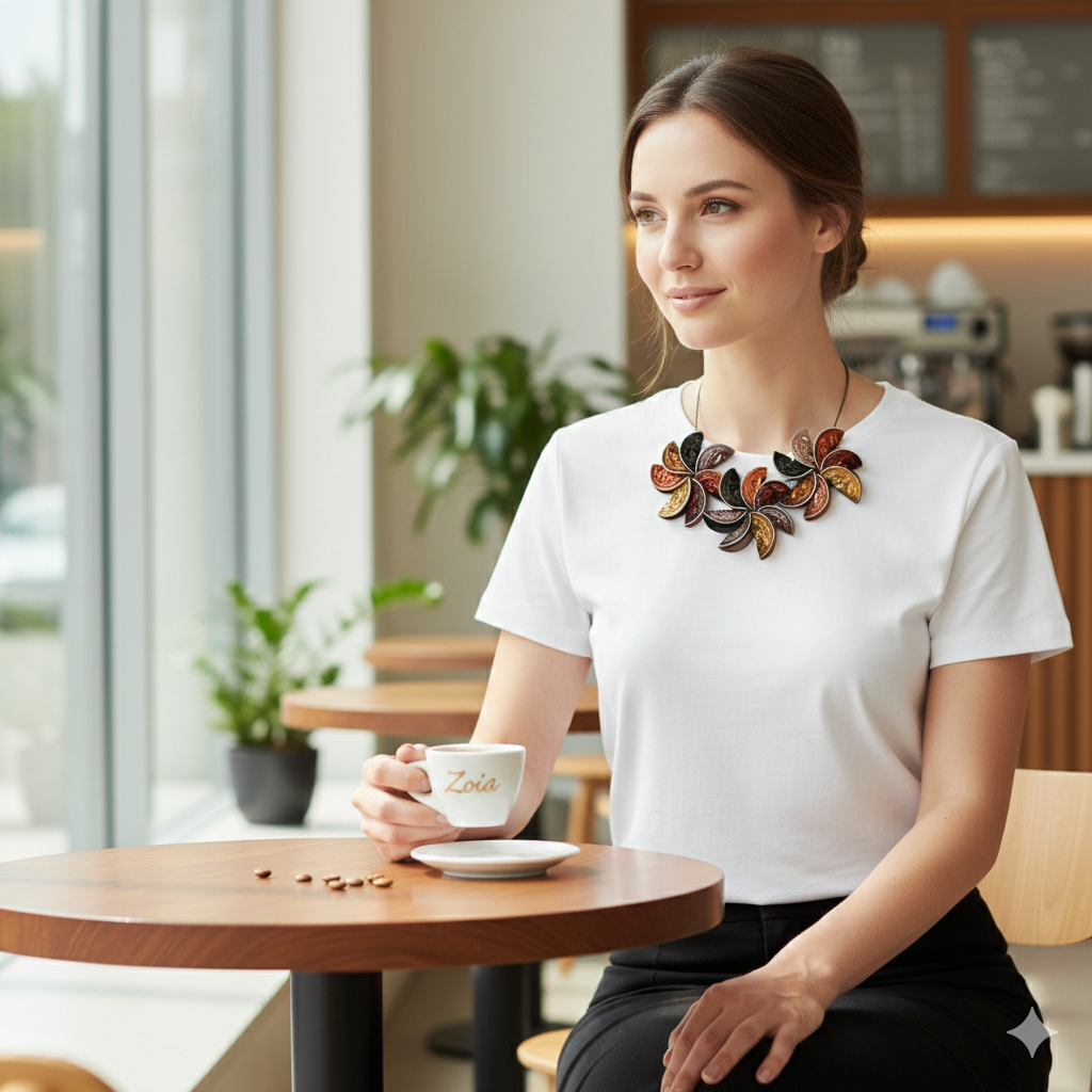 3 Flores Caps halsketting – Handgemaakt Kunstwerk van Zóia