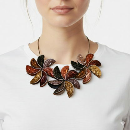 3 Flores Caps halsketting – Handgemaakt Kunstwerk van Zóia